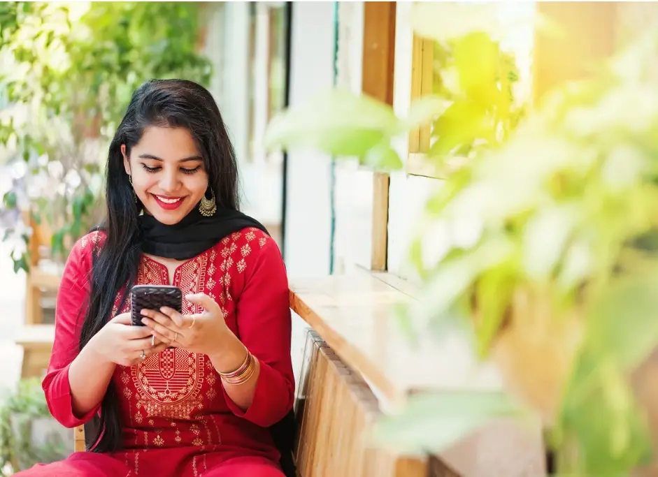 Indian women with phone