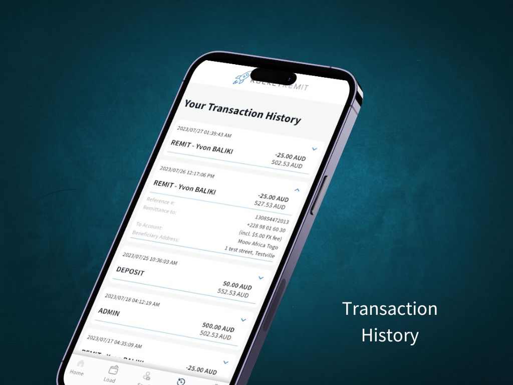 Transaction history