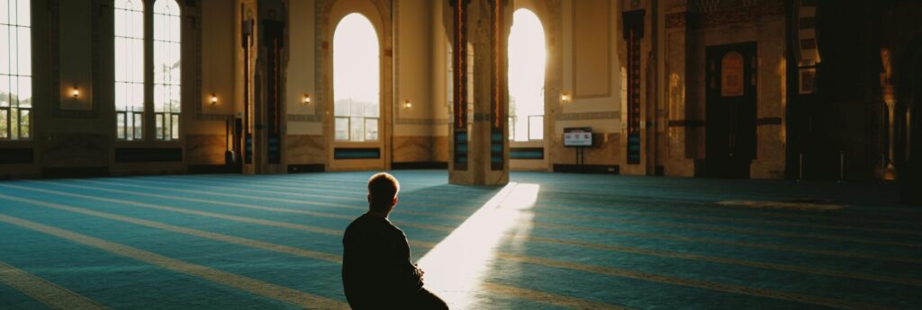 A man praying in the mosque during Ramadan 2026