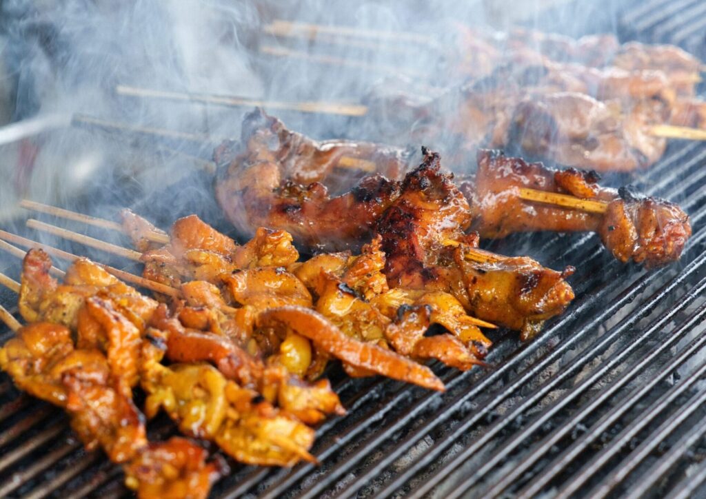 Satay skewers. Lakemba Ramadan night market 2026 in Sydney